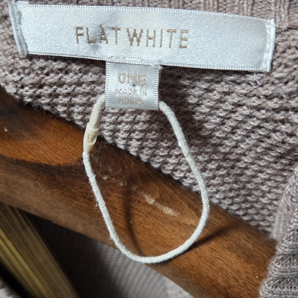 Anthropologie Flat White Taupe Beige Longline Open Front Cardigan One Size - Picture 5 of 6
